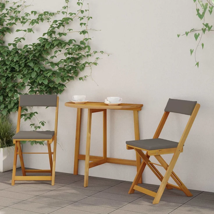 vidaXL Außen Bistro-Stühle 2 stk. Dunkelgrau Massivholz Akazie 42028095 – Bild 1