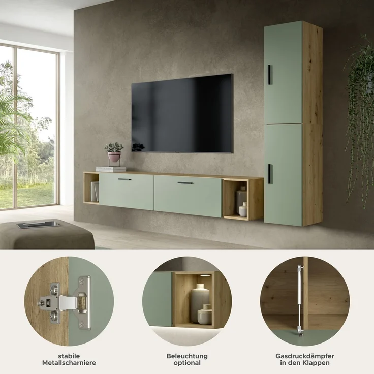 The One Wohnkombination in Smoke Green Nachbildung – Bild 6