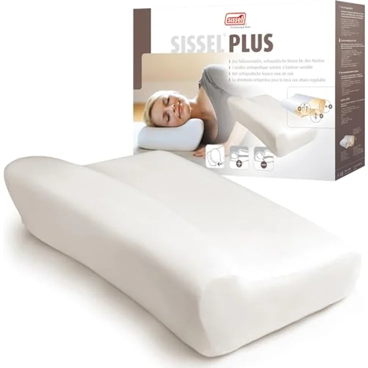 Sissel® Classic Plus Nackenkissen, orthopädisch, höhenverstellbar, ergonomisch, Ventilationssystem, Polyurethanschaum, ideal für Rücken- & Nackenschmerzen, hautfreundlicher Bezug, 47x33x11/14 cm – Bild 1