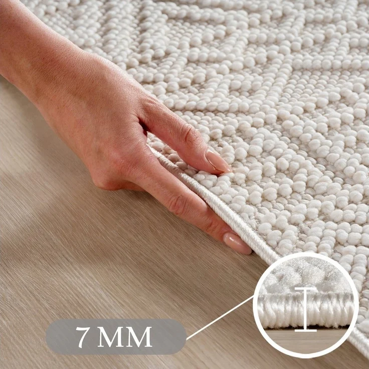 SIMPEX24 Designteppich Einfarbig Boucle Loop, Rund, Höhe: 7 mm, Teppich Wohnzimmer, Schlafzimmer, Gästezimmer – Bild 2