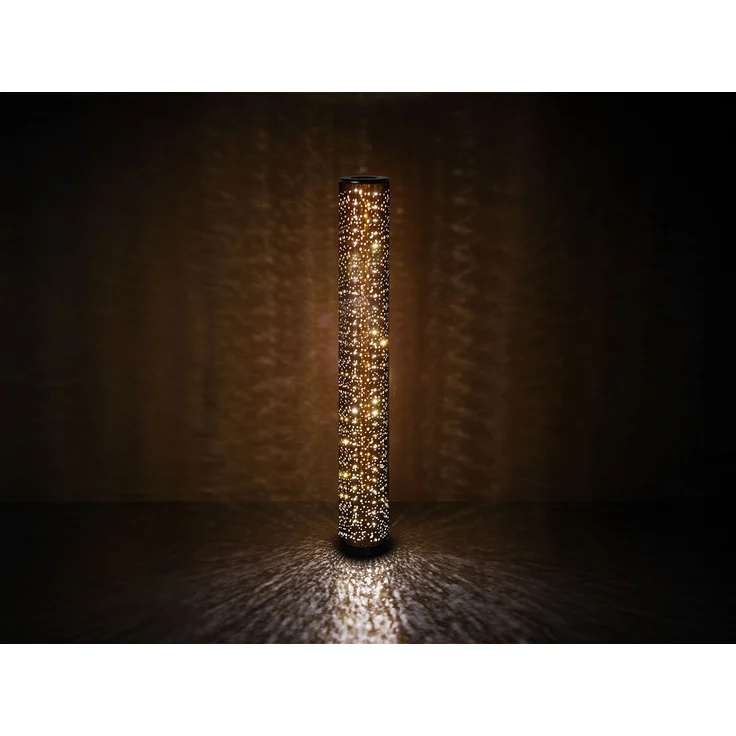 SET ausgefallene Stehlampe & Tischlampe Stoff Schwarz Gold mit Starlight Effekt – Bild 9