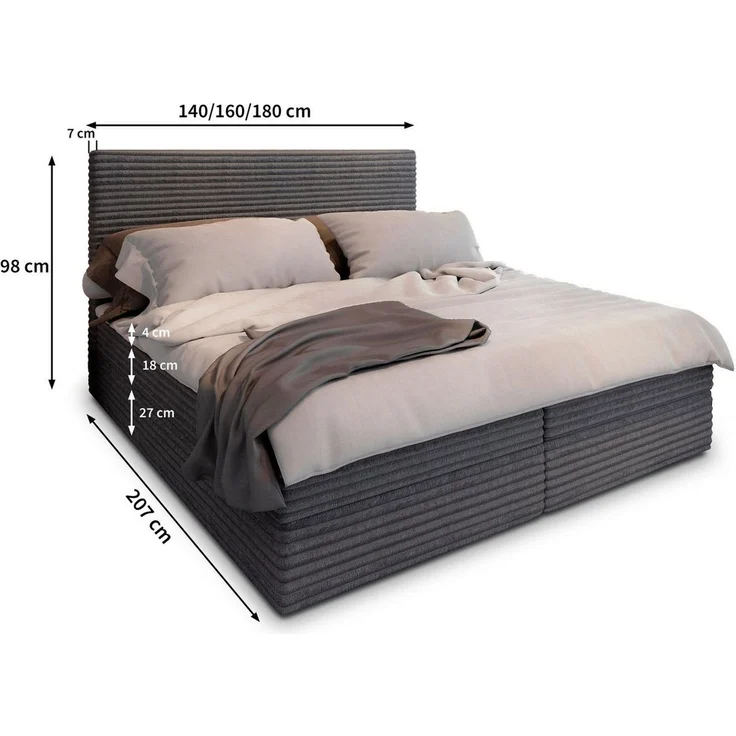 Masseno Boxbett PISA 140x200 cm mit Bonell Matratze und Topper – Bild 2