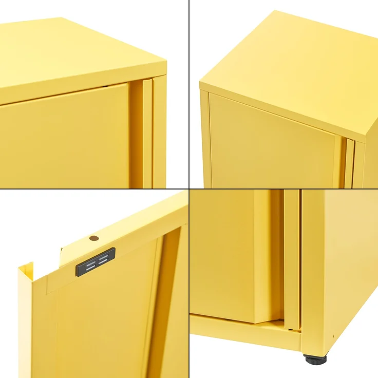 [en. casa] 'Burlöv' Metallschrank, Stahl, 88 x 40 x 35 cm, Gelb – Bild 6