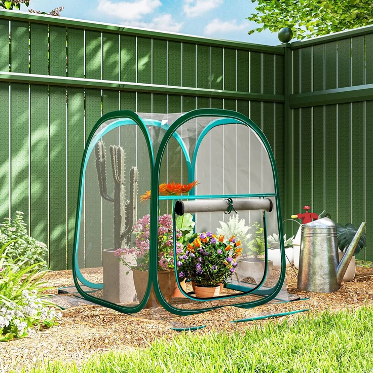 Wohnora-Mini-Gartengewächshaus, Mini-Pop-up-Gewächshaus aus transparentem PVC, für den Innen- und Außenbereich, für Gemüse, 70 x 70 x 80 cm,H 800cm x T 300cm x B 700cm,Transparent – Bild 2