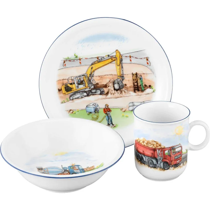 Seltmann Weiden Compact Kindergeschirr Set 3-teilig - Auf der Baustelle