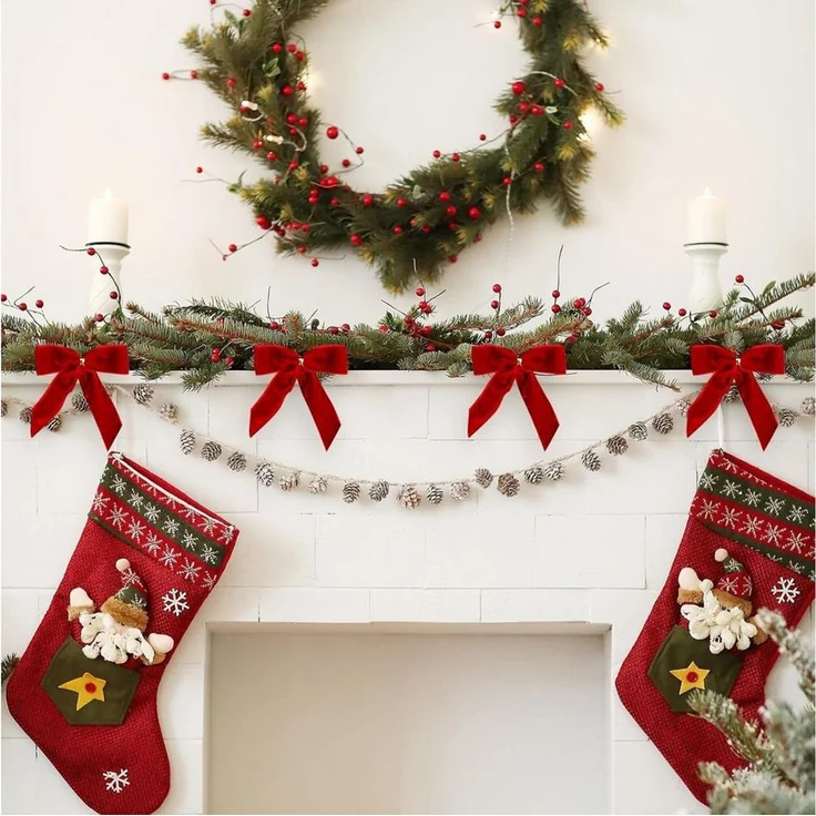 CLTYQ Weihnachtsbaumschleife 24 Samtschleifen für Weihnachtsbaum, Girlande, Zaun, Haustür (24-tlg), Perfekt, um Ihrer Weihnachtsdeko einen eleganten Akzent zu verleihen – Bild 3
