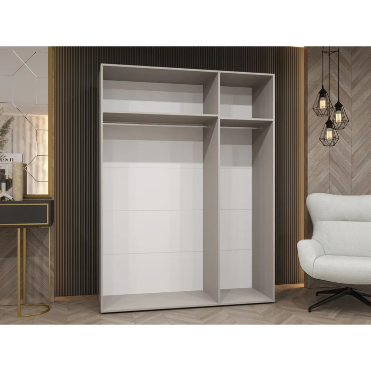 Kleiderschrank Veluna III 150 (Farbe: Cashmere / Cashmere + Schwarz) – Bild 3