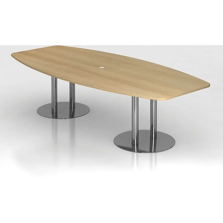 Konferenztisch 280cm Säulenfuß, Eiche / Chrom
