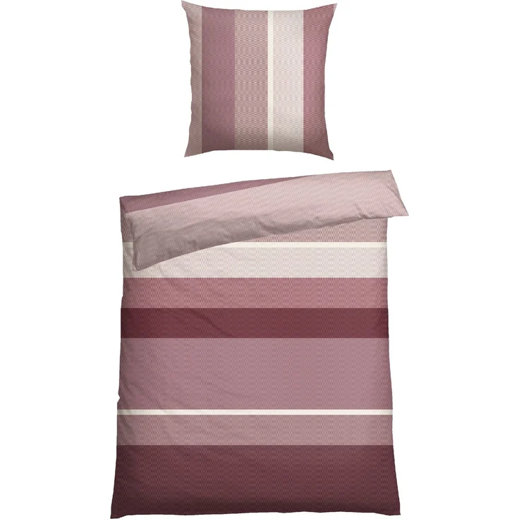 Schiesser Bettwäscheset Endy Stripes - Renforcé - 2-teilig - 135 x 200 cm - Beere – Bild 4
