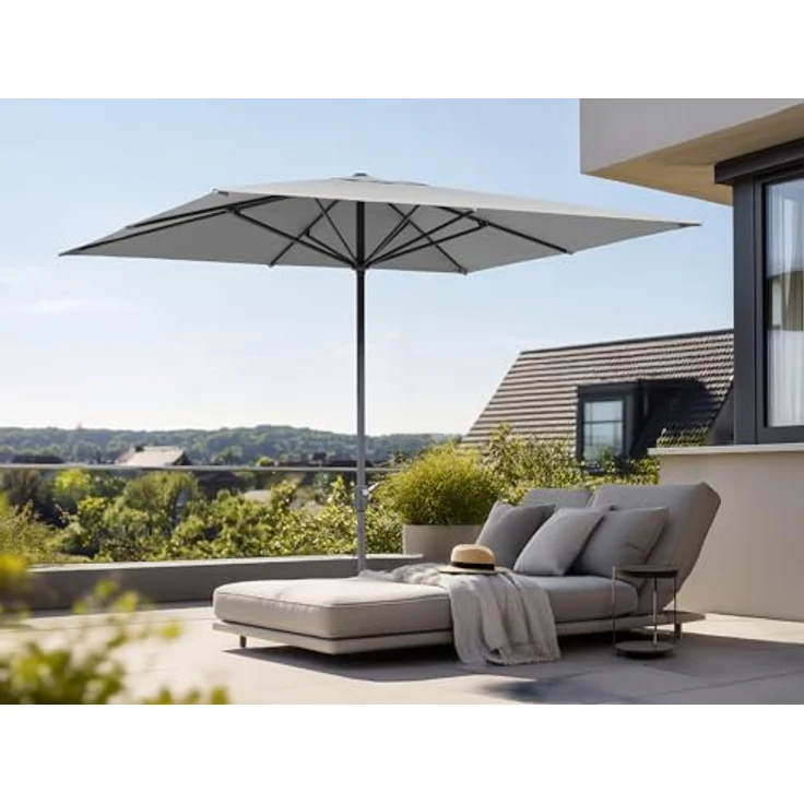 Schneider Marktschirm 'Korsika' 270 x 270 cm, quadratischer Sonnenschirm mit Kurbelöffnung, anthrazitgrau, 100% Polyester Bespannung – Bild 2