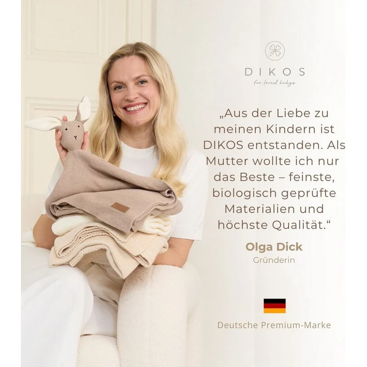 Babydecke DIKOS® Babydecke aus *100%* Bio Baumwolle Strickdecke Erstlingsdecke, DIKOS, PREMIUM Qualität atmungsaktiv, nachhaltig, plastikfrei, kuschelweich – Bild 3