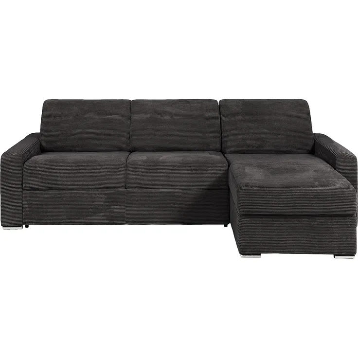 Vente-unique - CALITO Sofa SamtStoff Grau - B 223 cm152 cm x H 85 cm x L 298 cm