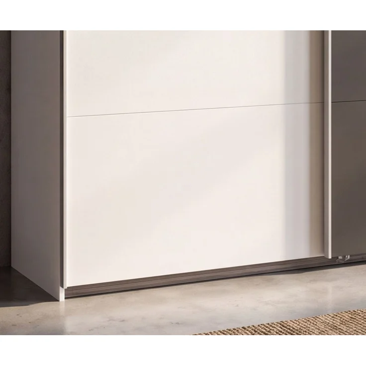 Schwebetürenschrank 3-trg Kleiderschrank 313 cm in Weiß Spiegel umrahmt in Grafit – Bild 4