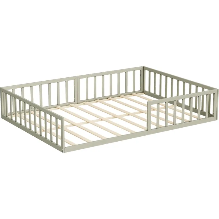 Bodenbett aus Metall Minno Greige 205 x 145 cm ohne Matratze Vitalispa