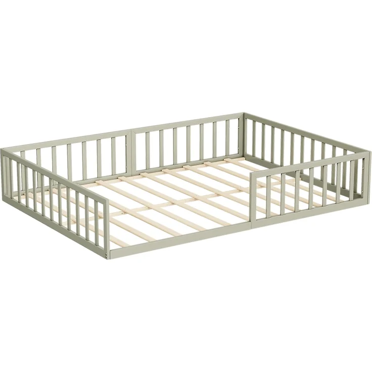 Bodenbett aus Metall Minno Greige 205 x 145 cm ohne Matratze Vitalispa – Bild 1