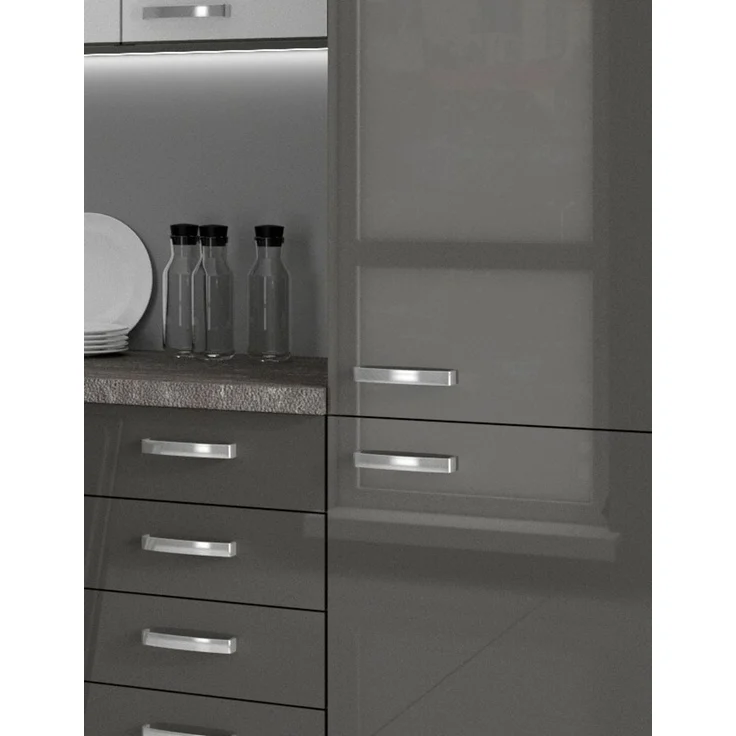 Küche Bianca Ecke IV 210x330 Küchenzeile Hochglanz Grau Weiss Küchenblock Grey – Bild 2