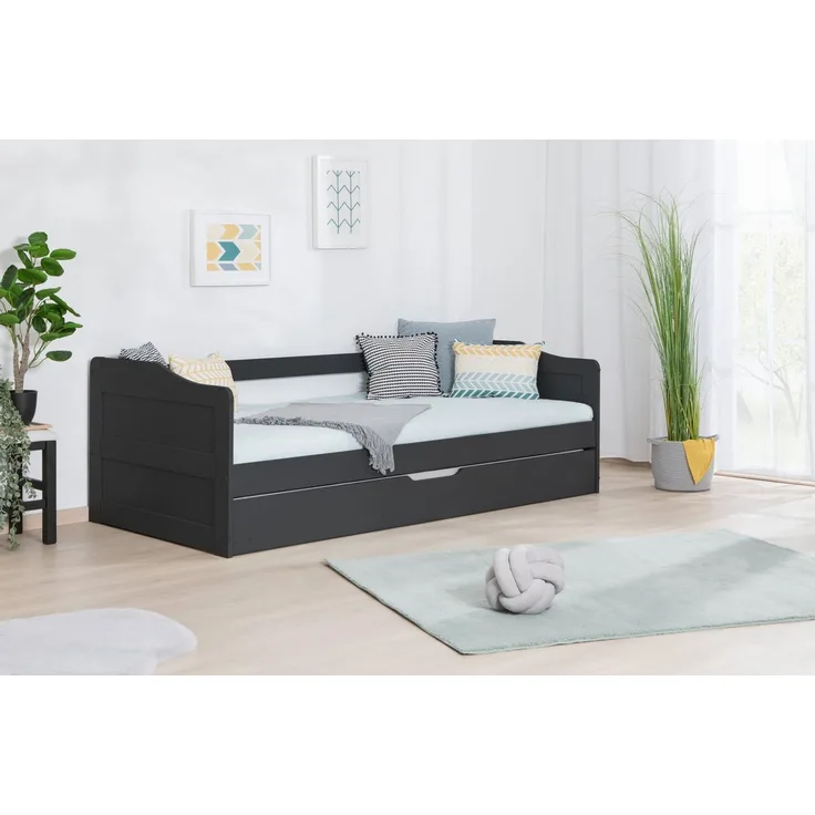 Sofabett mit Auszug Melinda Kiefer massiv-anthrazit