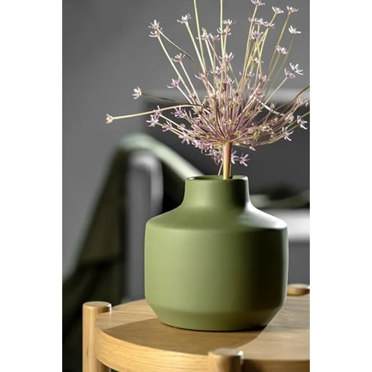 LEONARDO HOME Milano Keramikvase, elegante grüne Dekovase für Blumen-Bouquets, Höhe 18,5 cm – Bild 5