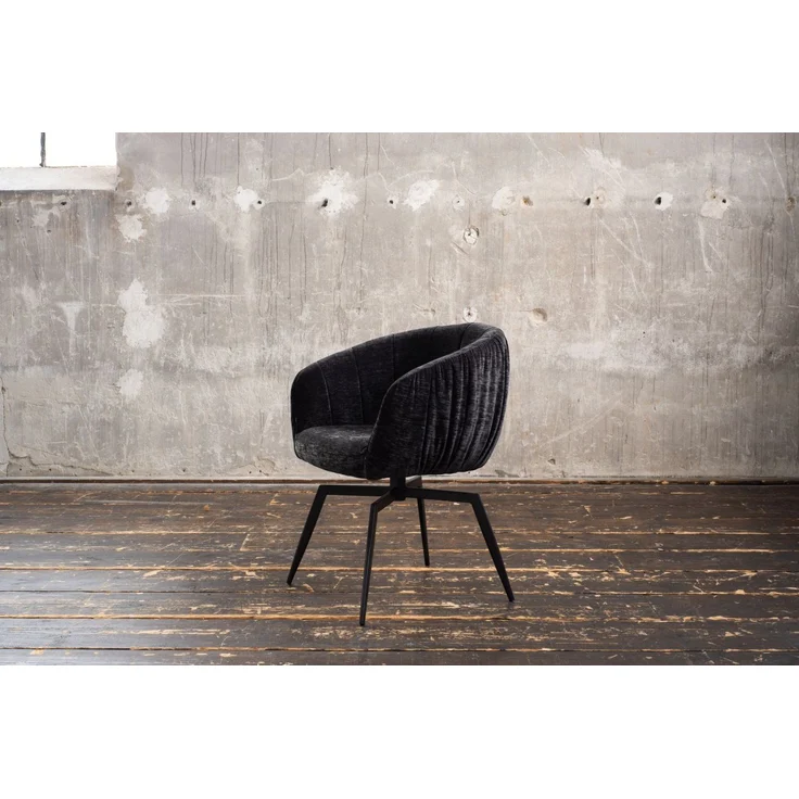 KAWOLA Esszimmerstuhl LIMA Drehstuhl Stoff schwarz 80 x 60 x 57 cm – Bild 2
