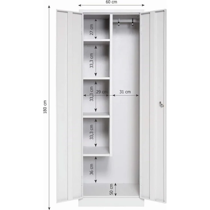 Putzmittelschrank, 60x180 cm, grau – Bild 3