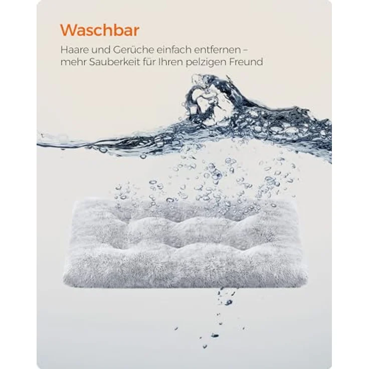 Feandrea Hundebett, Hundekissen, Flauschige Hundematte, Langer Plüsch, 105x68 cm, weiche Polsterung, waschbar, multifunktional, Ombré-Grau PGW206GA01 – Bild 8