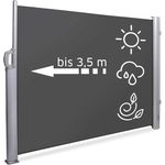 NOOR Seitenmarkise Exklusiv 200x350 cm Anthrazit I Der ideale Sichtschutz für Balkon, Terrasse & Garten I Sonnenschutz/Regenschutz/Windschutz inkl. Befestigungen I Imprägniert und wasserabweisend