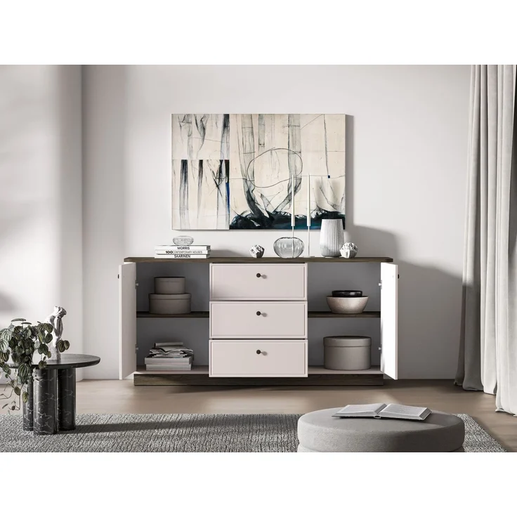Selsey 'Vilavio' Sideboard 2-türig, 3 Schubladen, Kaschmir/Eicheoptik Dunkel, 180 cm – Bild 9