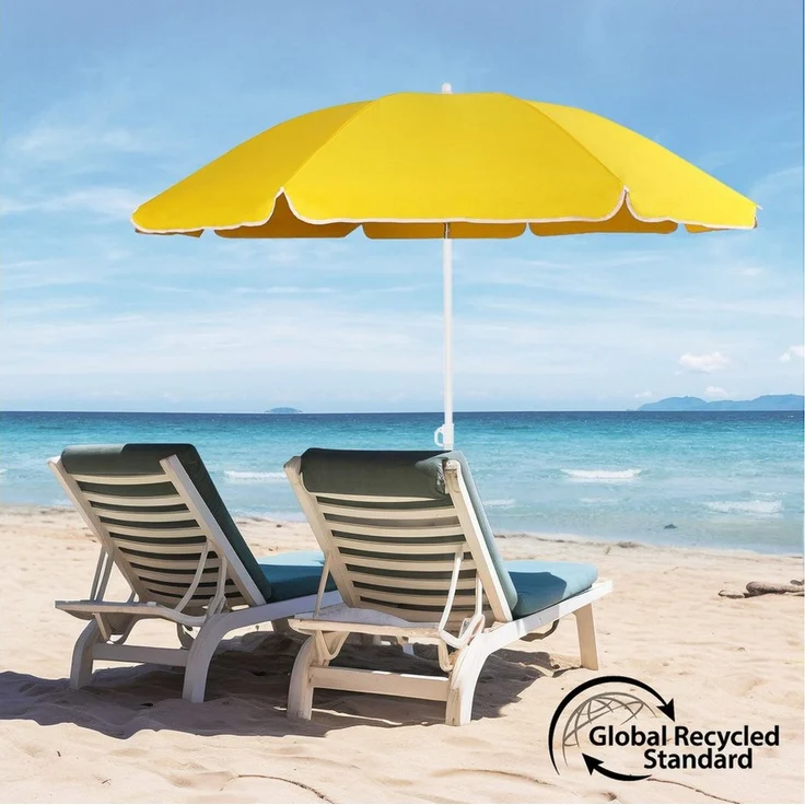 Sekey Sonnenschirm Ø 180 cm Balkonschirm Rund Strandschirm Sonnenschirm mit Schutzhülle, LxB: 180x180 cm, Neigungswinkel verstellbar, Höhe verstellbar, mit Tragetasche – Bild 2