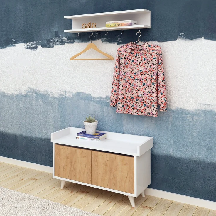 Skye Decor 'Stato' Garderobe, Eiche / Weiß, 90 x 60 x 35 cm – Bild 2