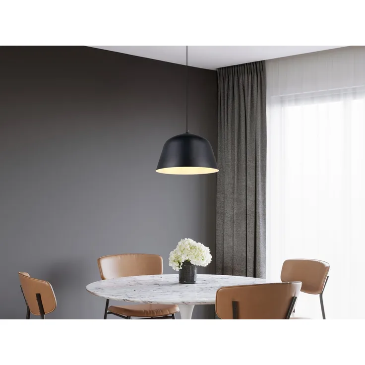 Pendelleuchte TOVA 1-flammig aus Metall höhenverstellbar in Schwarz, Ø 30cm