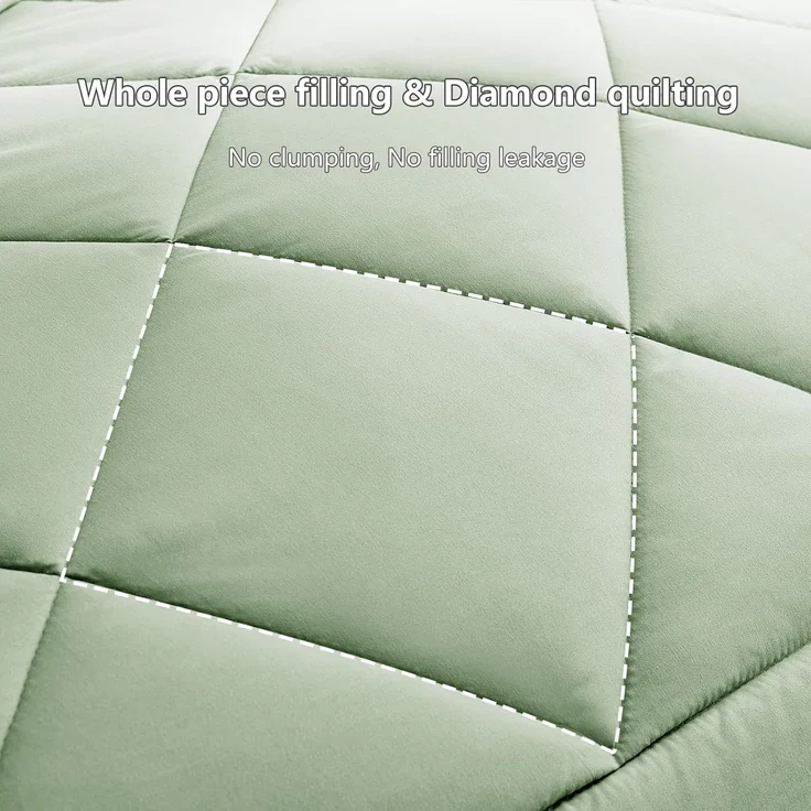 WAVVE Bettdecke 135x200 cm Ganzjahresdecke 4 Jahreszeiten, Steppdecke 300gsm Mikrofaser 135x200 cm, Super Weiche Zudecke Schlafdecke Atmungsaktive 135x200, Grün – Bild 5