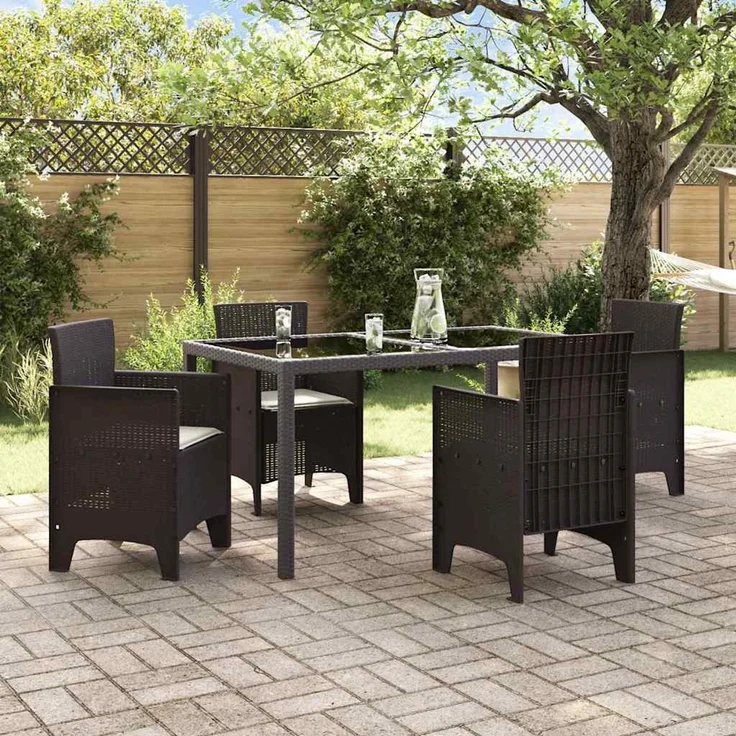 vidaXL Gartenstuhl mit Kissen 4 pcs Braun 53 x 49 x 85 cm Polypropylen 847477 – Bild 3