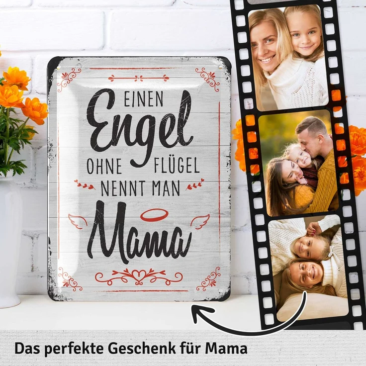 LANOLU Blechschild Engel Mama - 15x20cm – Metall – Weiß – 15150 – Bild 3