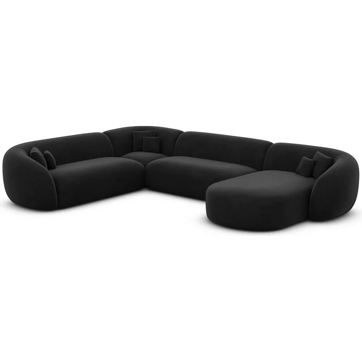 Polster Wohnlandschaft Sorelia XXL U-Form - Samtstoff - Schwarz - Rechts – Bild 3