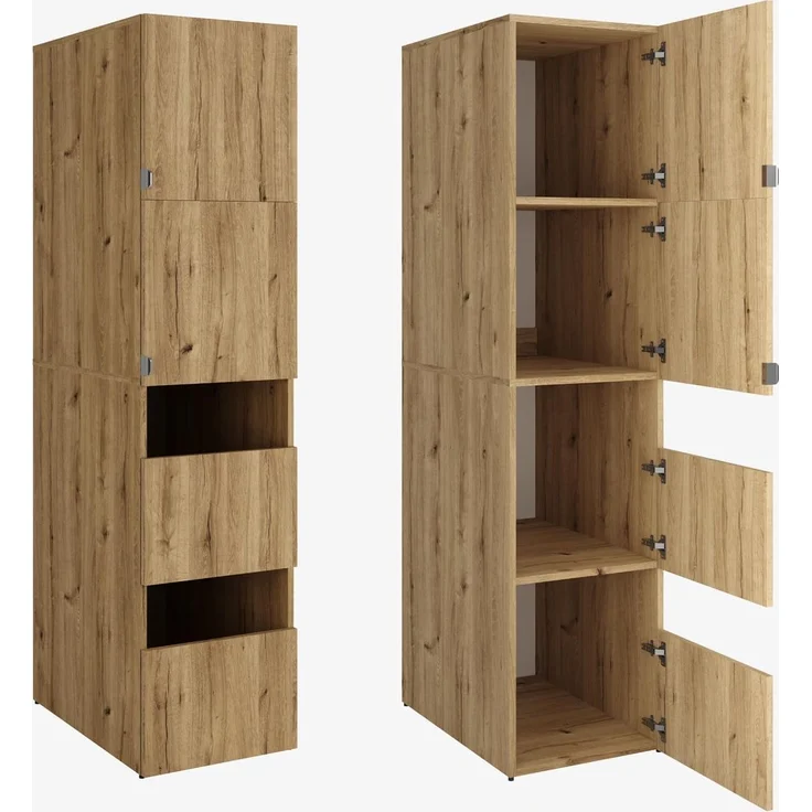 PLATAN ROOM Hochschrank Badschrank Beatrice 187 x 45 x 65 cm Wäscheschrank Badregal Schrank für das Badezimmer (Eiche Gold, 45 cm breit)