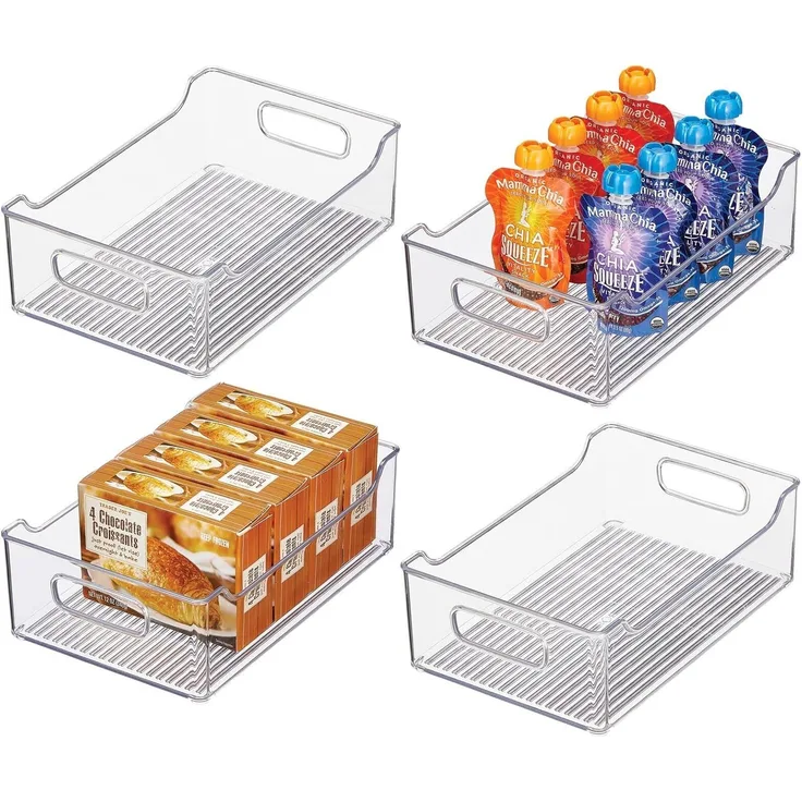 4er Set Kühlschrank Aufbewahrungsbox Griffe Gefriertruhe mDesign transparent