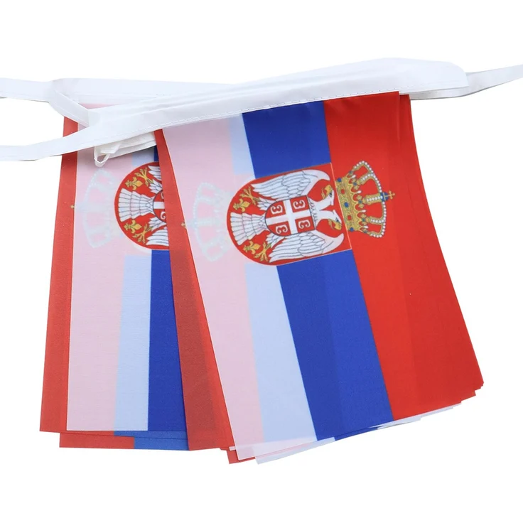 AZ FLAG - Fahnenkette Serbien 6 Meter Mit 20 Flaggen - 21x14 cm - Serbische Girlande Flaggenkette 14x21 cm