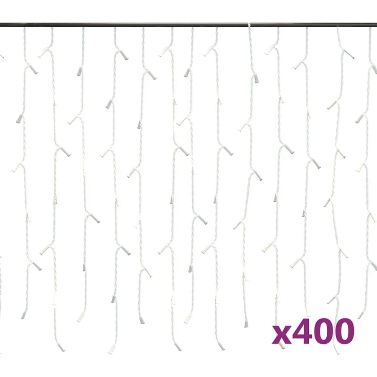 vidaXL Lichtervorhang LED Eiszapfen 10 m 400 LED Kaltweiß 8 Funktionen 328911 – Bild 2