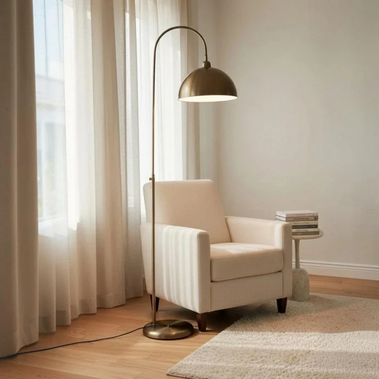 Bamyum Stehlampe Moderne Stehlampe aus Metall mit E27, verstellbarer Lampenschirm, ohne Leuchtmittel, E27, verstellbarer Lampenschirm, Stehluchte mit Ablage – Bild 4