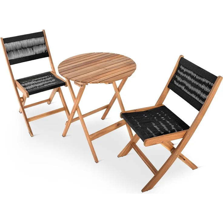 Raburg Balkonset Sitzgruppe Garten Holz wetterfest, Bistrotisch & 2 Stühle, Lanzarote, (Set), klappbares Bistroset, runder Tisch mit 60 cm Durchmesser – Bild 6