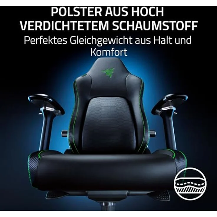RAZER ISKUR V2 Schwarz / Grün - Gaming-Stuhl mit integrierter Lendenwirbelstütze – Bild 10