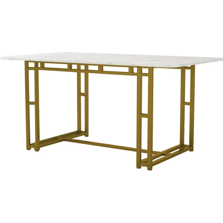 120x70cm Leichter Luxus Esstisch,(1-St), Gestell aus Metall Rechteckiger Esstisch aus Moderner Küchentisch mit Metallbeinen für Esszimmer Wohnzimmer,Golden Tischbeine – Bild 6