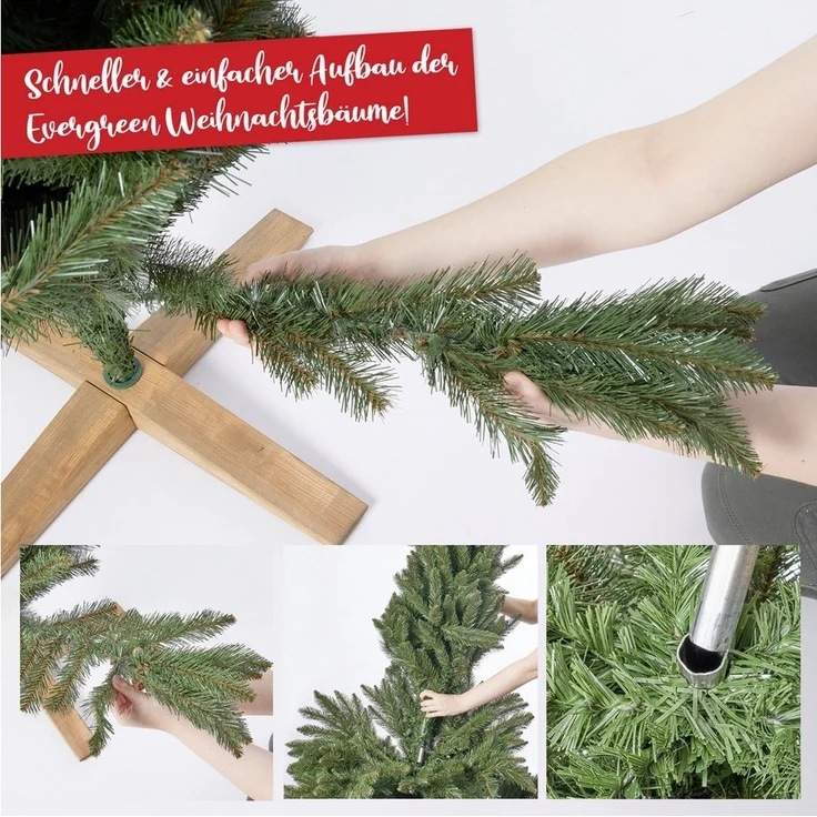 Onbest Künstlicher Weihnachtsbaum massiver Holzständer, Naturgetreu, Tannenbaum, Premium Qualität, schwer entflammbar, 180cm, 220cm – Bild 3