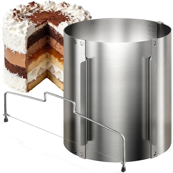 Aurelia Home Tortenring mit Tortenschneider, 2-teilig – 20 cm hoch, Ø 16–30 cm