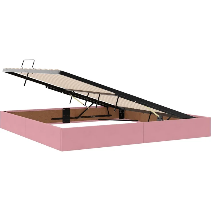 vidaXL LED-Speicherbett mit Matratze Rosa 200 x 200 cm Samt 3460097 – Bild 6