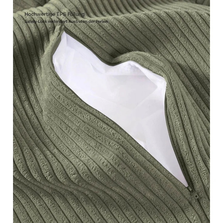 mokebo Pouf Der Ruhestifter (aus Cordstoff), Sitz-Hocker, Bodenkissen, Fußhocker oder Sitzkissen eckig in Grün – Bild 4
