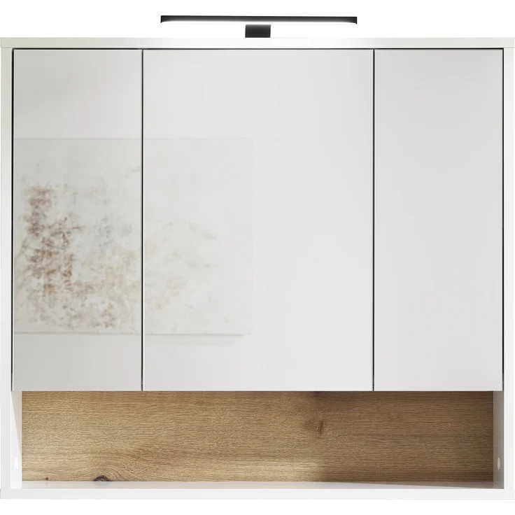 Badezimmerspiegelschrank >Liguria< in Weiß / Evoke Eiche Dekor - 80x72x21cm (BxHxT) – Bild 3
