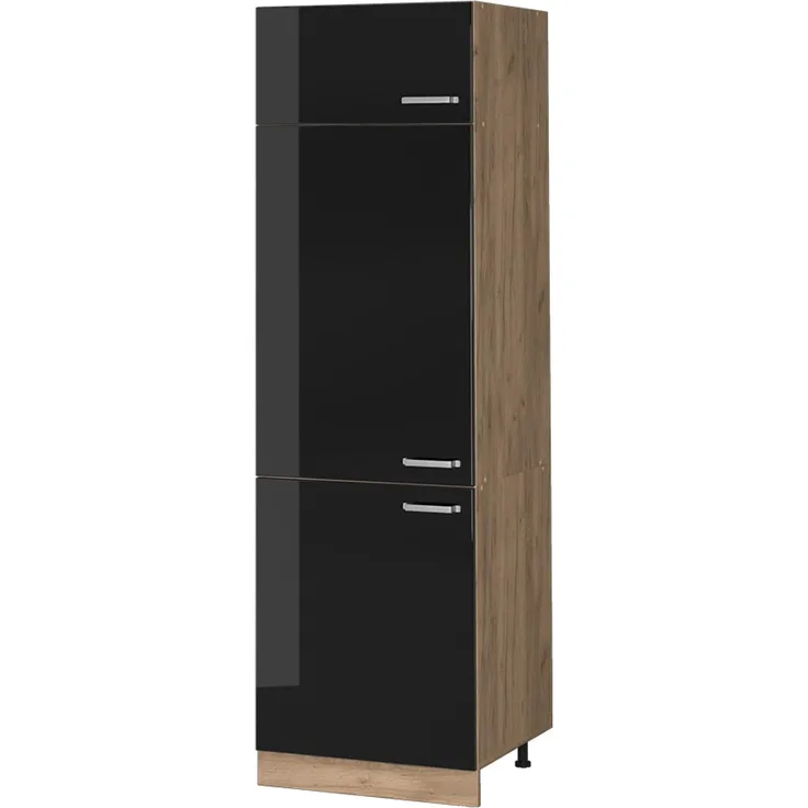 Kühlumbauschrank R-Line Schwarz Hochglanz 60 cm Vicco