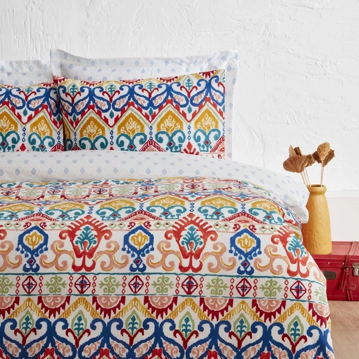 Karaca Bettwäsche Karaca SA Lionel 160x220 cm Baumwolle Bettwäsche Set 3 teilig - Blau – Bild 2