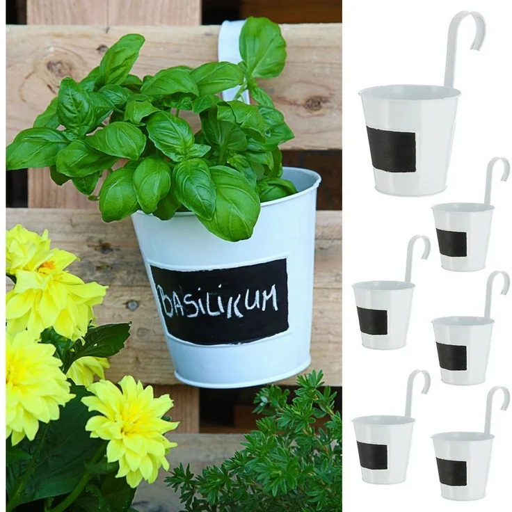 CEPEWA Übertopf Übertopf 6er Set, weiß Ø15cm H5cm, Kräutertopf zum Beschriften (6 St) – Bild 5